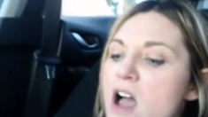 Girl gets caught sucking and fucking in car pt.2