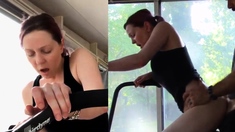 Cute Bunny gets fucked hard in the ass during her workout p1