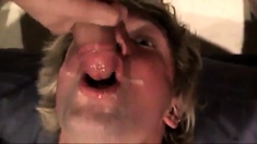 Fucking the twink's mouth and cumming on his face