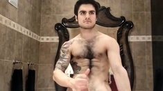 Greek Hunk Jerks Off in Bathroom and Cums