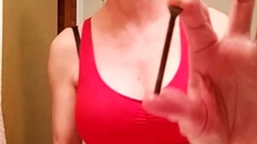 Big boob brunette masturbates on webcam