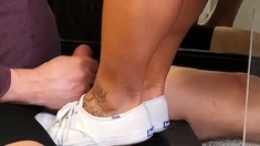Flexible foot fetish masturbating with feet and hands