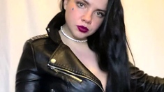Brunette amateur babe strips off and masturbates