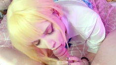 Ultra hot blonds blowjob and handjob