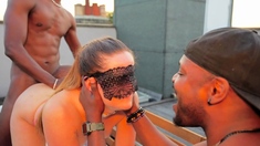 Interracial blowjob outdoors sucking big cock in hd