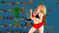 Two big tit blonde babes fucking a big