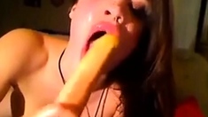 Silent Webcam Blowjob With Dildo