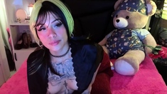 Cute curly brunette solo webcam masturbation
