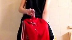 Twink Cums On Gym Shorts Solo