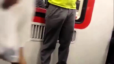 Str8 security guy bulge in metro