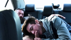 Hunk stepdaddy anal plows stepson in the car backseat