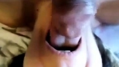 Cumming in mouth of my horny mature slut. Amateur