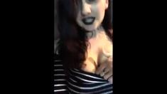 busty, curvy goth girls flash huge tits and ass