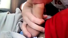 young twink sucks dick in car and swallows