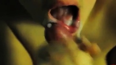 Close up blowjob and a thick cumshot in a thick lips